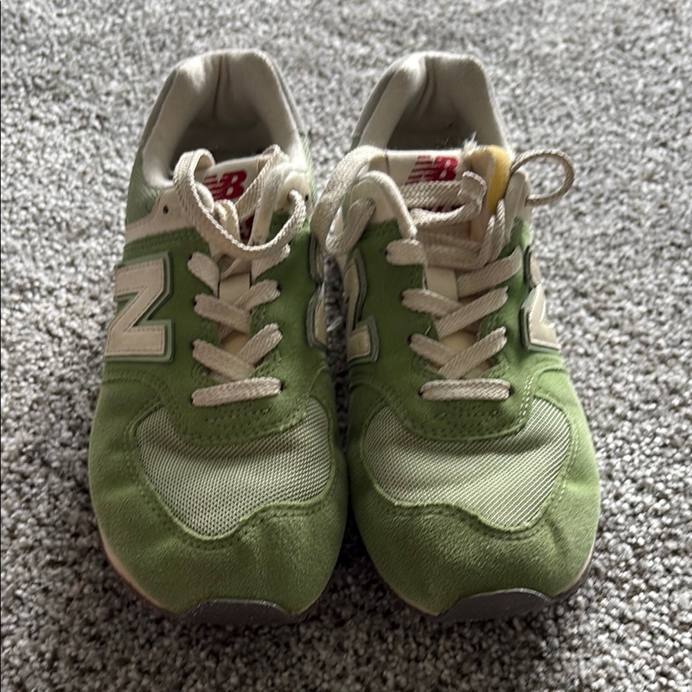 New Balance Green and White Retro Sneakers